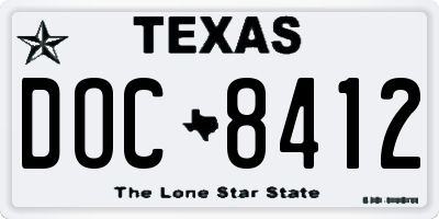 TX license plate DOC8412