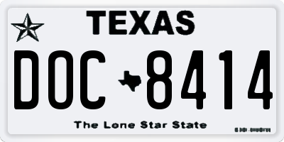 TX license plate DOC8414