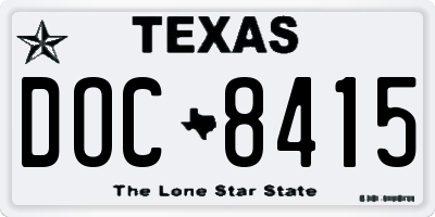 TX license plate DOC8415