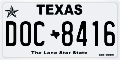 TX license plate DOC8416