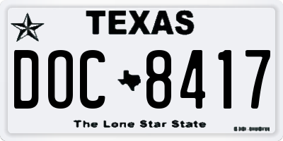 TX license plate DOC8417