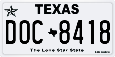 TX license plate DOC8418