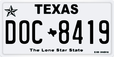 TX license plate DOC8419
