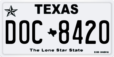 TX license plate DOC8420