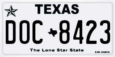 TX license plate DOC8423