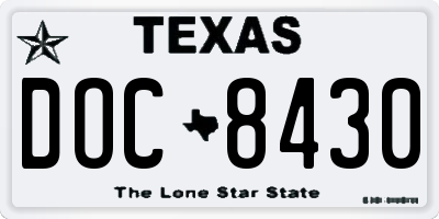 TX license plate DOC8430