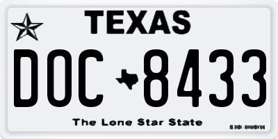 TX license plate DOC8433
