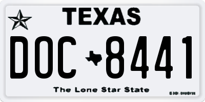 TX license plate DOC8441
