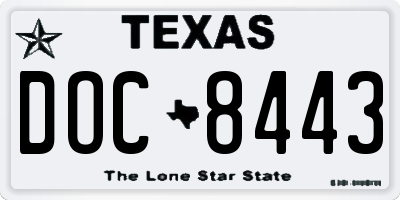 TX license plate DOC8443