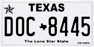 TX license plate DOC8445