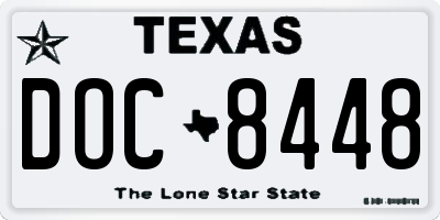 TX license plate DOC8448