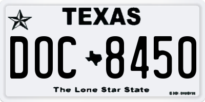 TX license plate DOC8450
