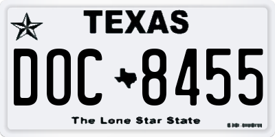 TX license plate DOC8455