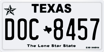 TX license plate DOC8457
