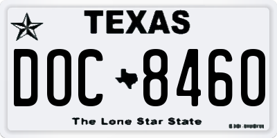 TX license plate DOC8460