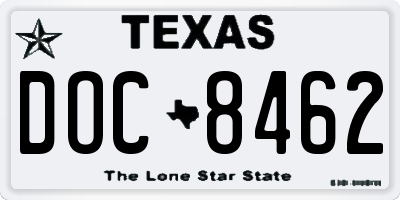 TX license plate DOC8462