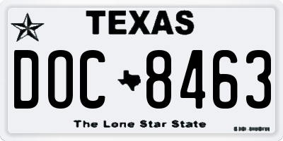 TX license plate DOC8463