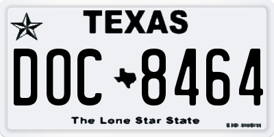 TX license plate DOC8464