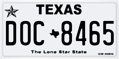 TX license plate DOC8465