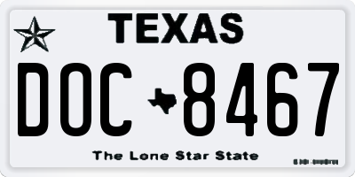 TX license plate DOC8467