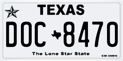 TX license plate DOC8470