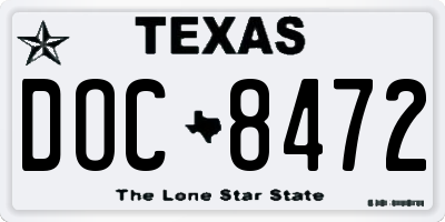 TX license plate DOC8472