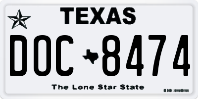 TX license plate DOC8474