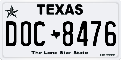 TX license plate DOC8476