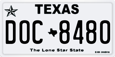 TX license plate DOC8480