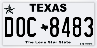 TX license plate DOC8483