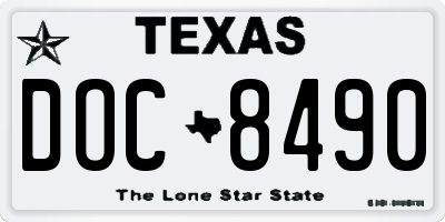 TX license plate DOC8490