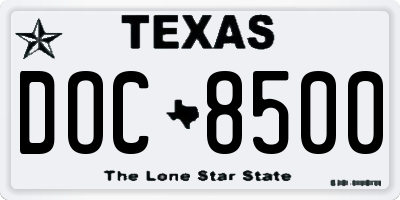 TX license plate DOC8500