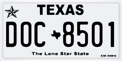 TX license plate DOC8501
