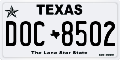 TX license plate DOC8502
