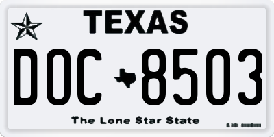 TX license plate DOC8503