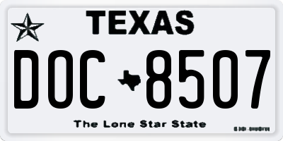 TX license plate DOC8507