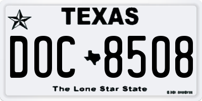TX license plate DOC8508