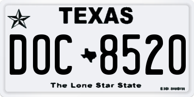 TX license plate DOC8520