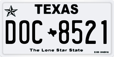 TX license plate DOC8521