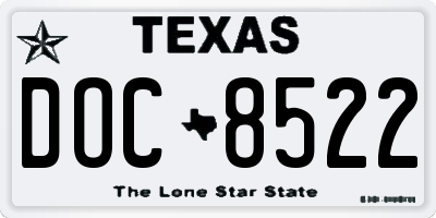TX license plate DOC8522