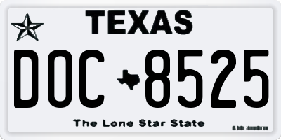 TX license plate DOC8525
