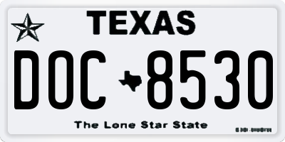 TX license plate DOC8530