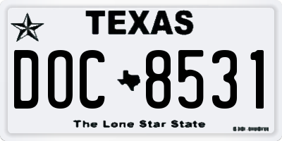 TX license plate DOC8531