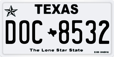 TX license plate DOC8532