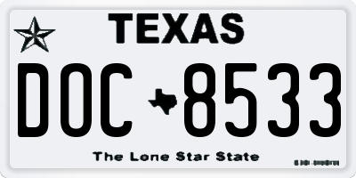 TX license plate DOC8533