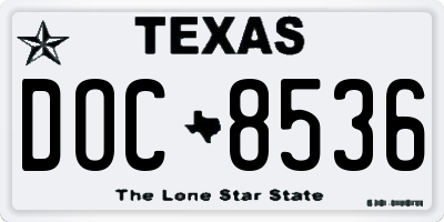 TX license plate DOC8536