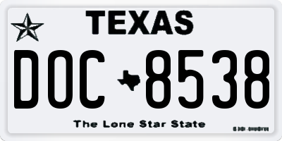 TX license plate DOC8538