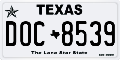 TX license plate DOC8539