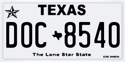 TX license plate DOC8540