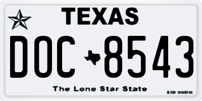 TX license plate DOC8543